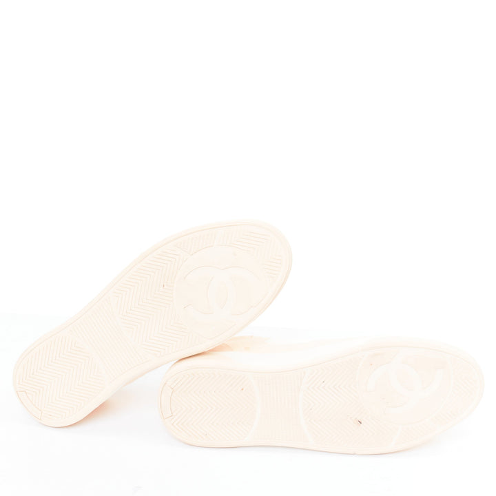 CHANEL 24C CC Canvas Sport Trainer white beige CC quilted sneakers EU38