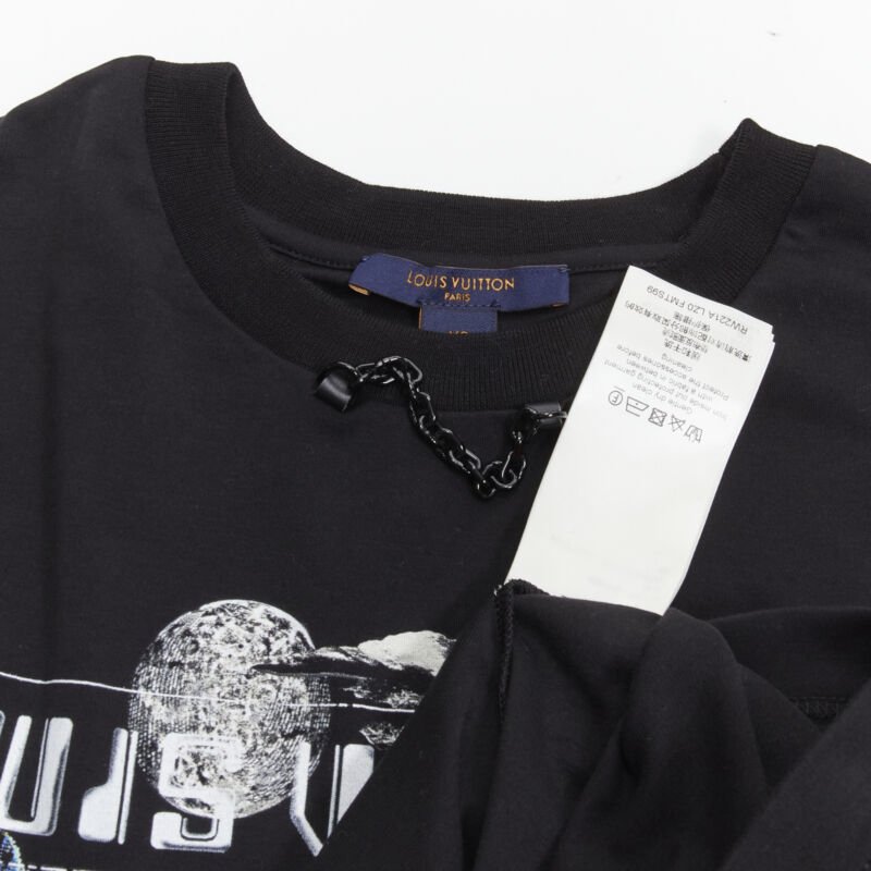 Female mannequin wearing Louis Vuitton by Nicolas Ghesquiere Black Cotton Women T-Shirt in Size  XS | Available at JHROP