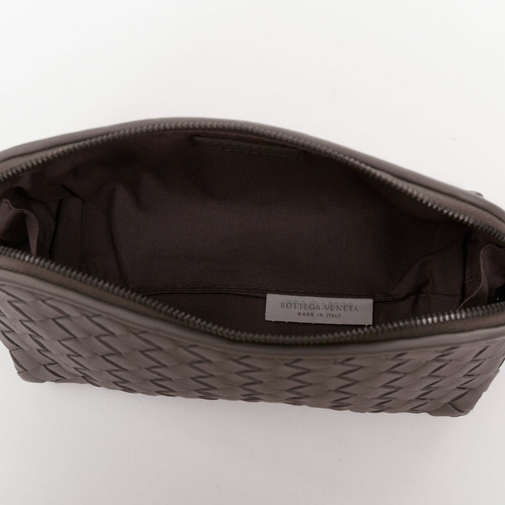 BOTTEGA VENETA Intrecciato leather grey travel vanity wash vanity cosmetic pouch