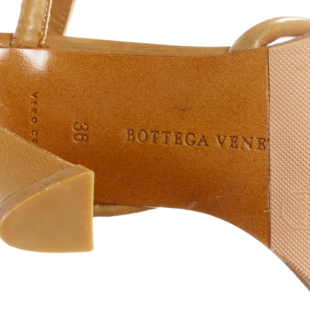 BOTTEGA VENETA brown cord pipe open toe chunky heel strappy sandal EU36