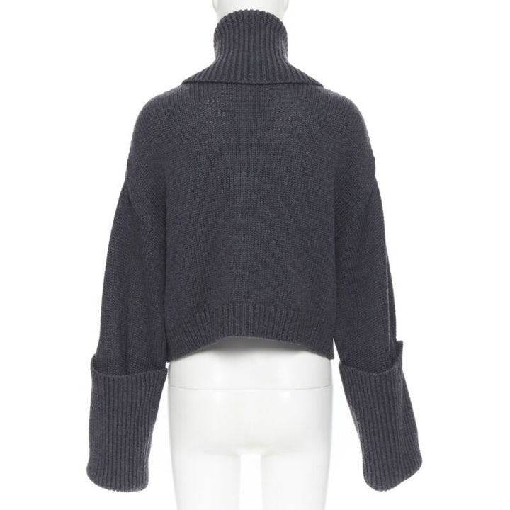 MONSE 100% wool Monsfield fringe intarsia knit oversized cropped sweater S