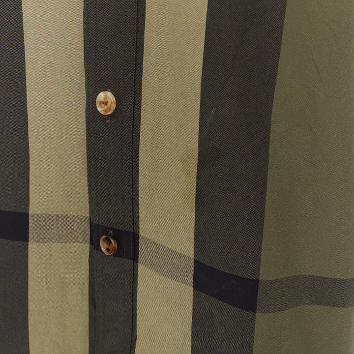 BURBERRY Travis military green black oversized vintage House Check boxy shirt M