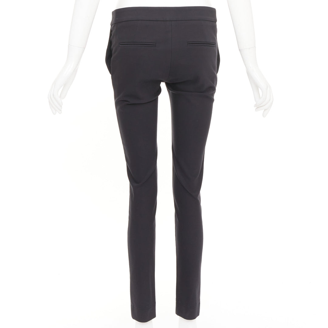 STELLA MCCARTNEY black cotton blend slash pockets cigarette trousers IT38 XS