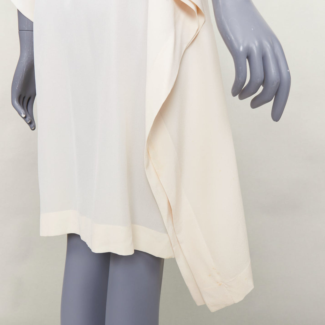 HERMES ivory silk kimono kaften sleeves belted shirt dress FR40 S