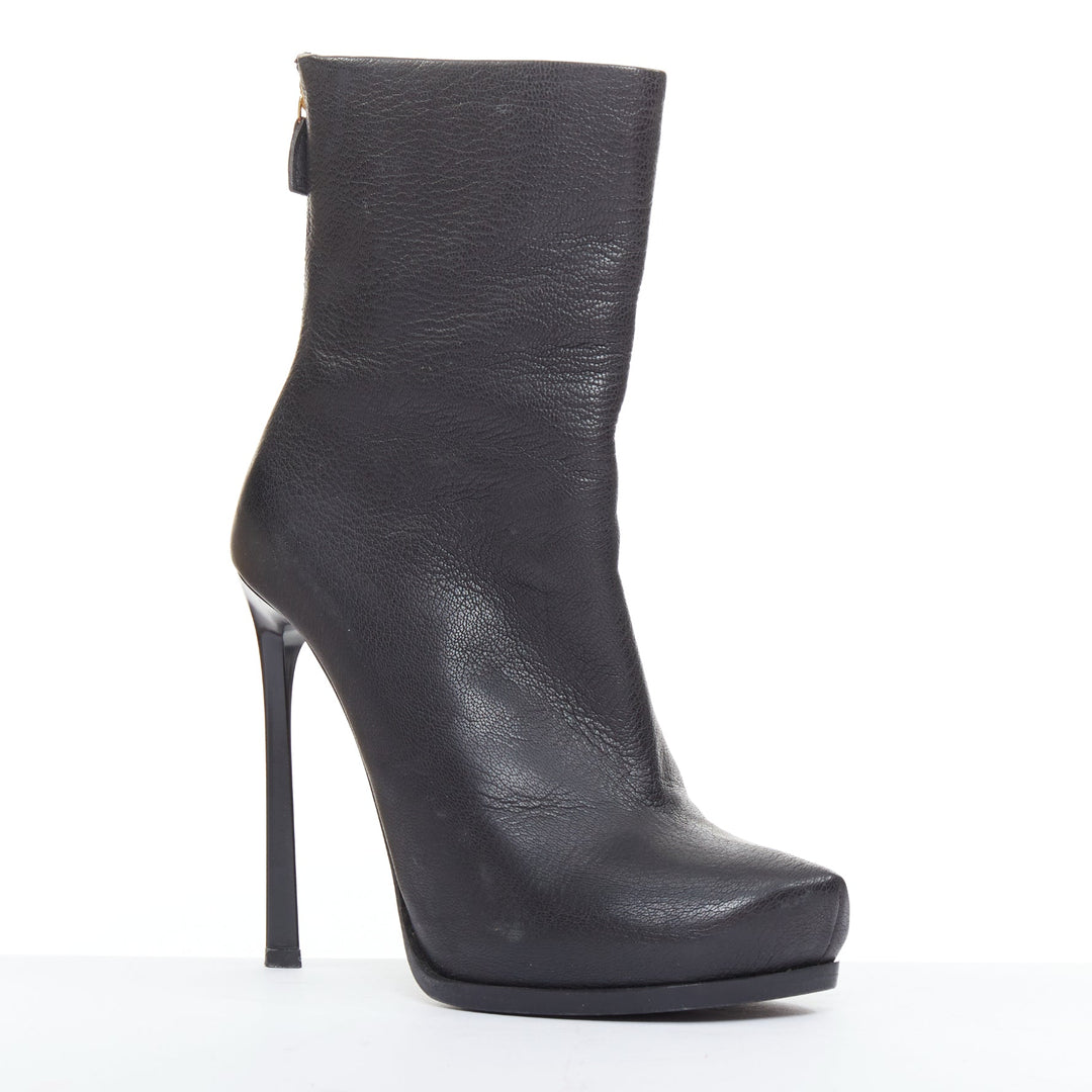 LANVIN AW11 Runway black leather sculpted point toe stiletto ankle boots EU36.5
