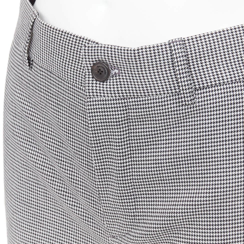 BALENCIAGA 2018 grey wool houndstooth mid waist pleated cropped pants FR36 S