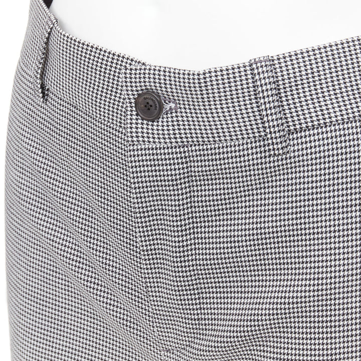 BALENCIAGA 2018 grey wool houndstooth mid waist pleated cropped pants FR36 S