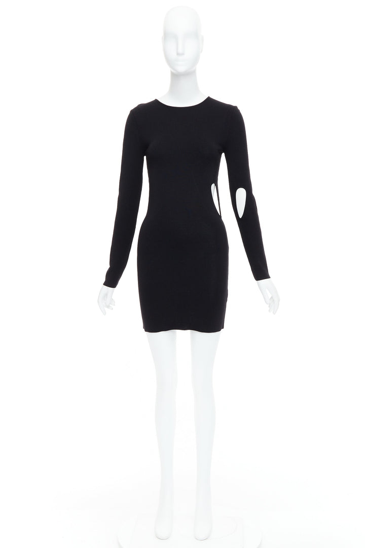 ROHE black viscose blend cut out bodycon mini dress IT34 XXS