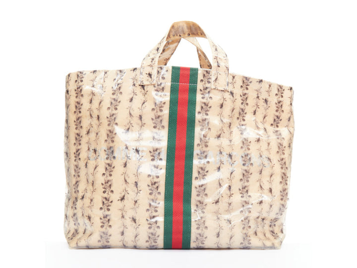 GUCCI COMME DES GARCONS 2021 green red beige vinyl pvc sherry paper tote bag