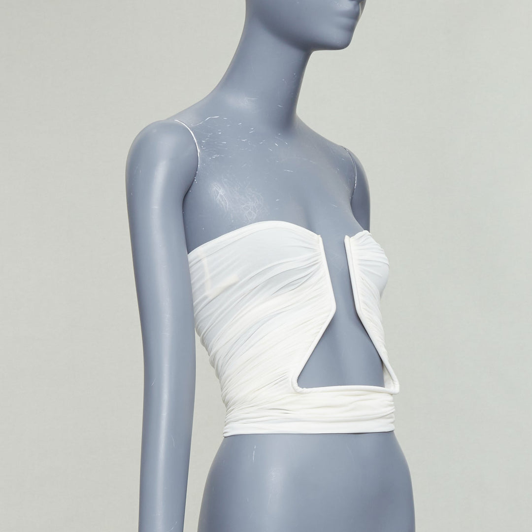 RICK OWENS 2023 Prong milk white cupro blend wired tube top IT38 XS