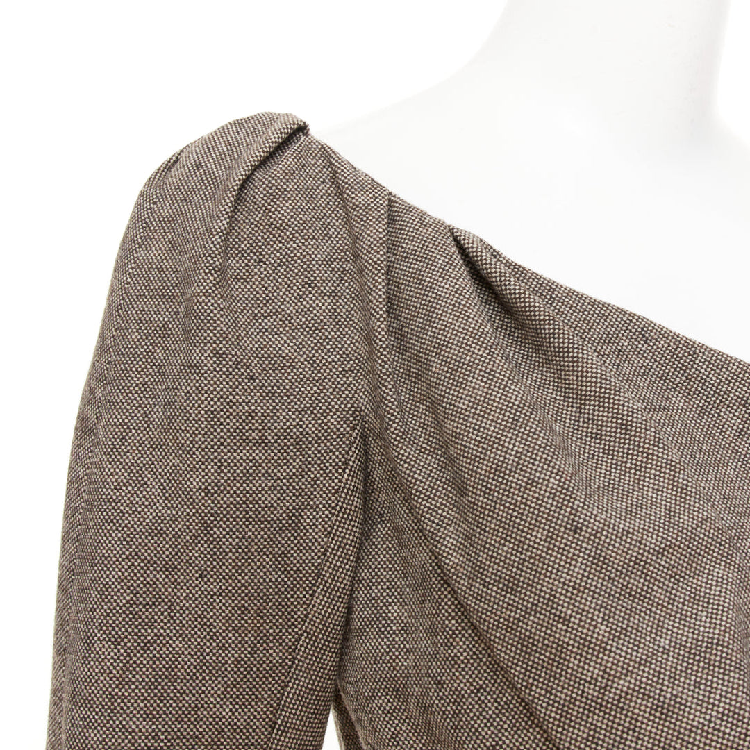 CHRISTIAN DIOR 1998 Runway John Galliano grey wool tweed knot jacket FR36 S