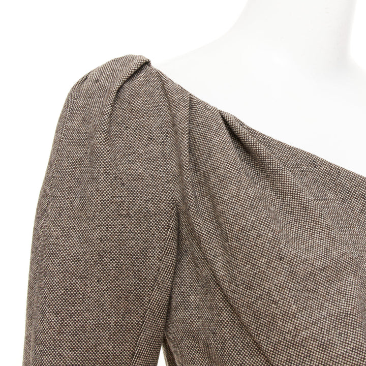 CHRISTIAN DIOR 1998 Runway John Galliano grey wool tweed knot jacket FR36 S