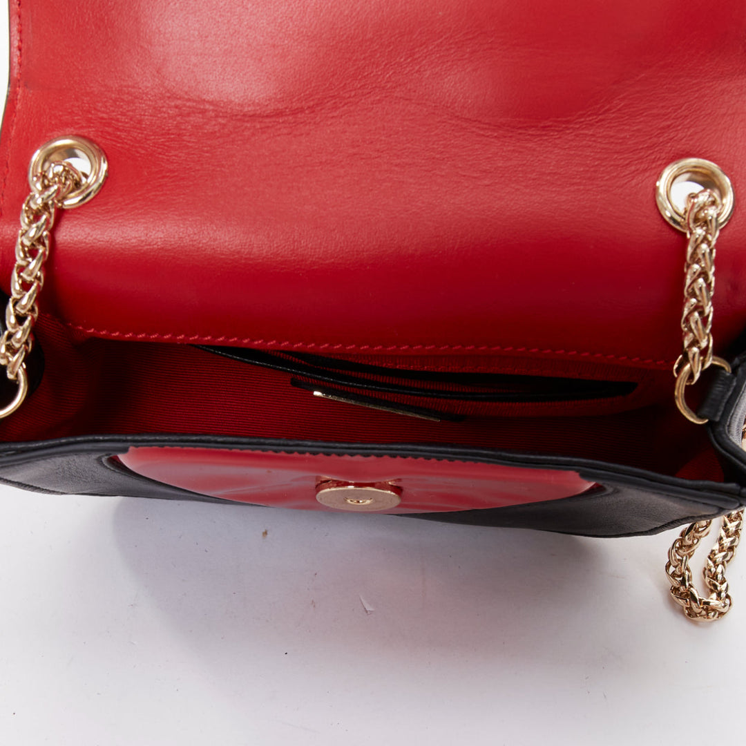 CHRISTIAN LOUBOUTIN Sweet Charity Heart black red patent mini crossbody bag