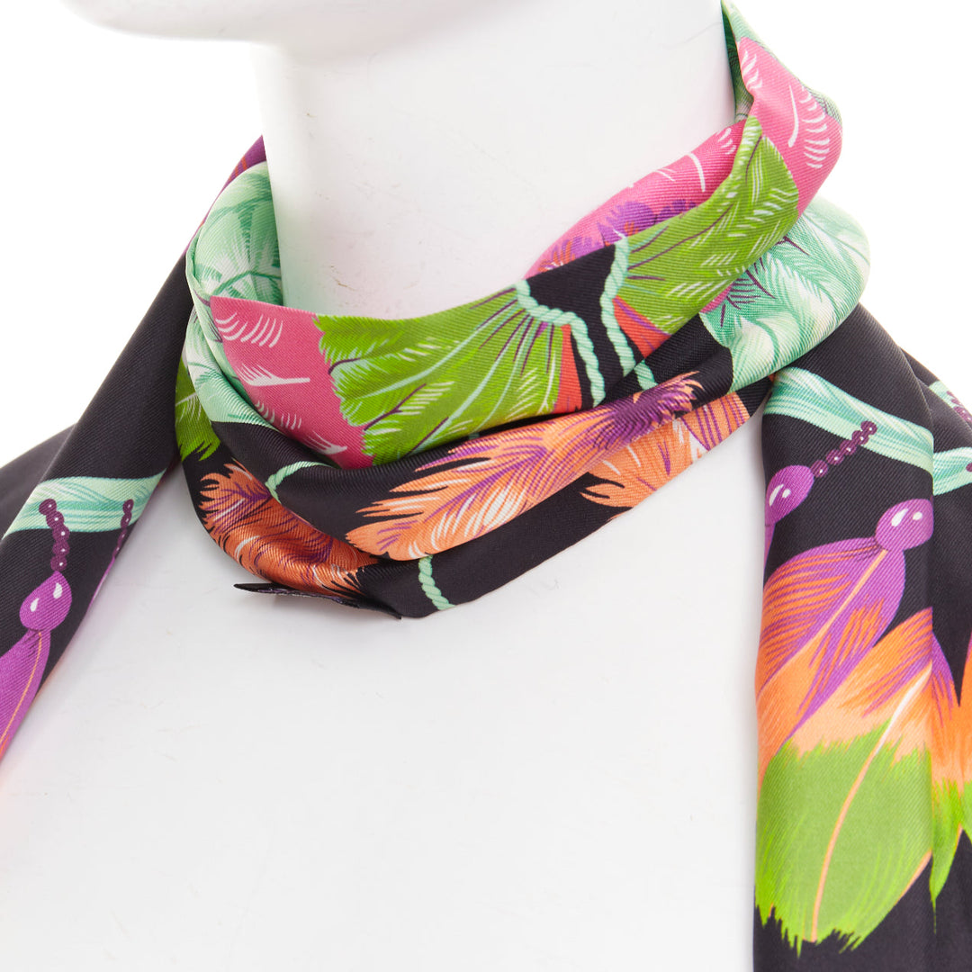 HERMES  silk Brazil Laurence Bourthoumieux bird of paradise Maxi Twilly scarf