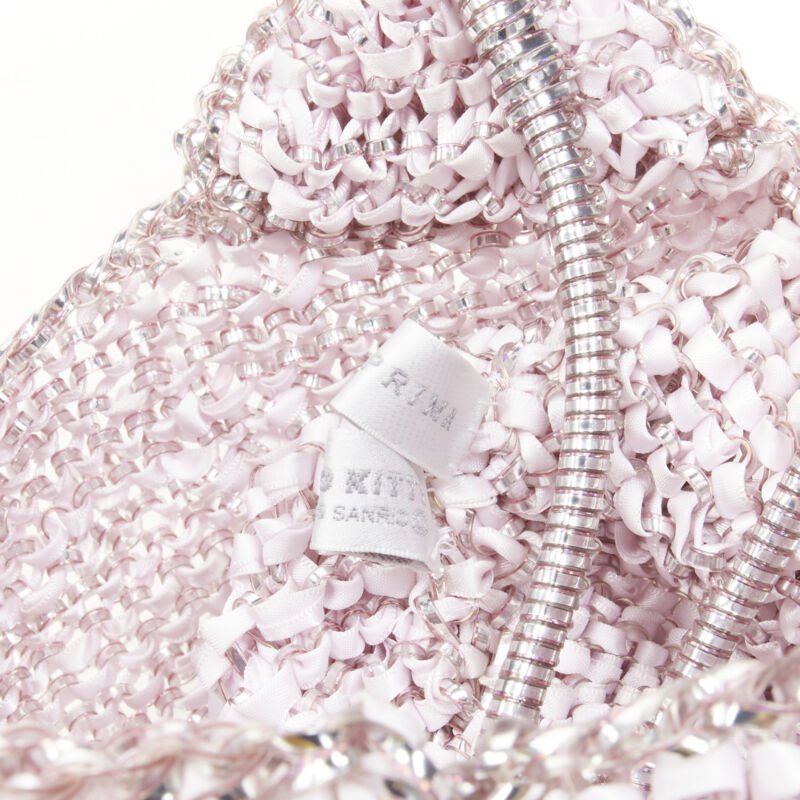 rare ANTEPRIMA HELLO KITTY pink crystal bow silk ribbon Signature wire bag