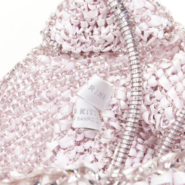 rare ANTEPRIMA HELLO KITTY pink crystal bow silk ribbon Signature wire bag