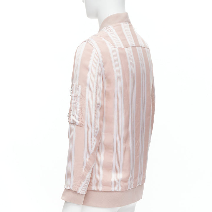 ACNE STUDIOS Varden 2016 pink white striped padded bomber jacket FR34 XS
