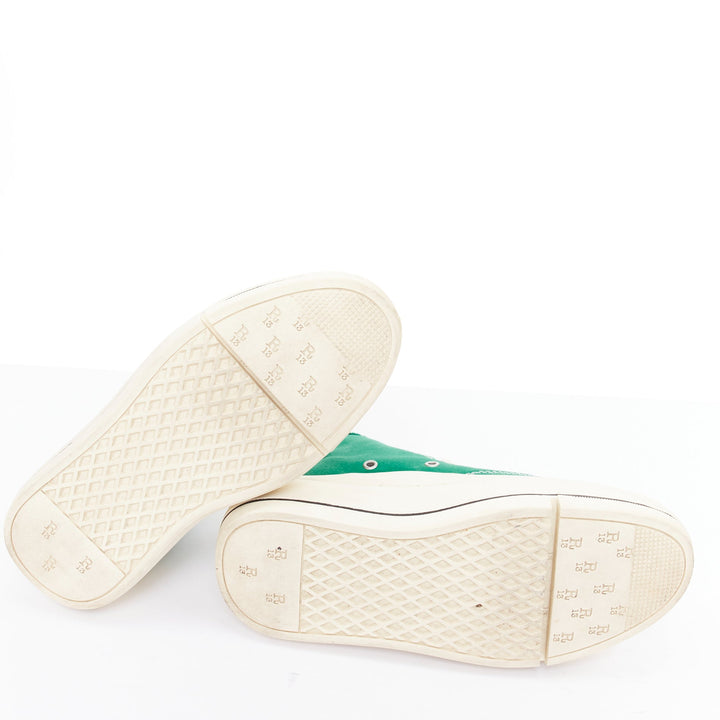 R13 Kurt bright green distressed canvas chunky platform high top sneakers EU37