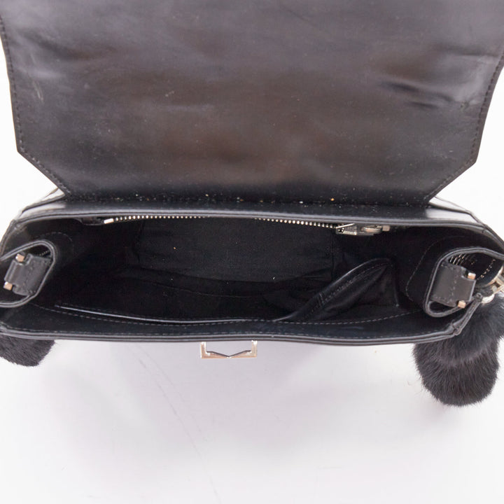 ALEXANDER WANG Devere black rabbit fur trim geometric structural bag