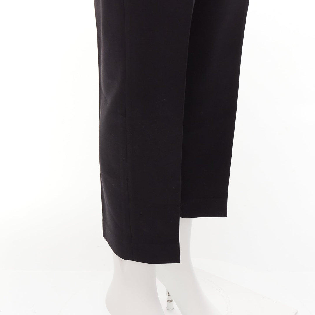 ALEXANDER MCQUEEN 2018 black wool silk blend front pleat tapered trousers IT40 S