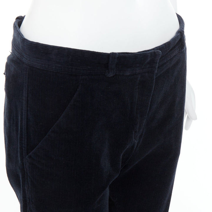 BALENCIAGA 2011 black corduroy mid waist straight leg pants FR36 S