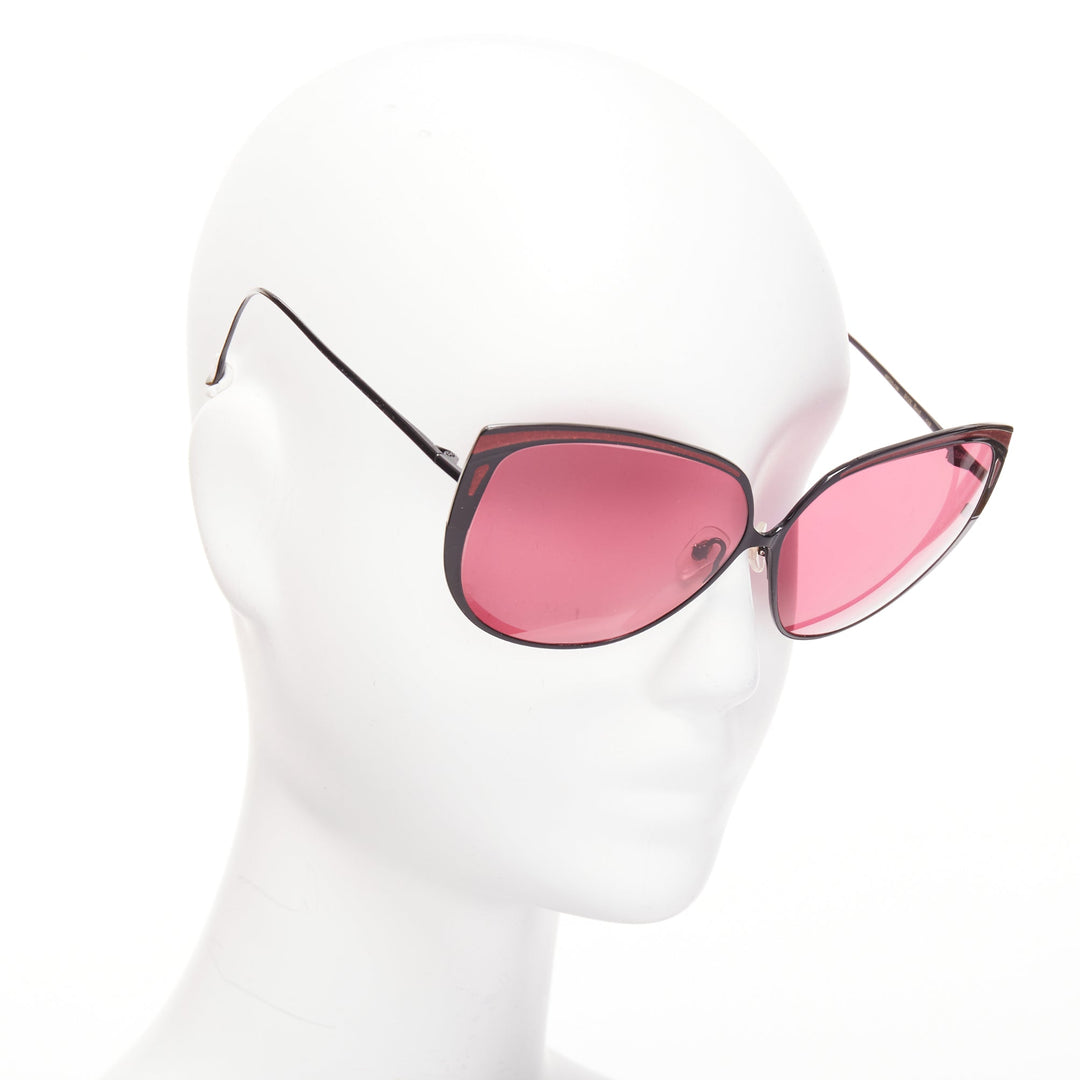 FRENCY AND MERCURY Fox Beat pink lens red glitter oversize sunglasses
