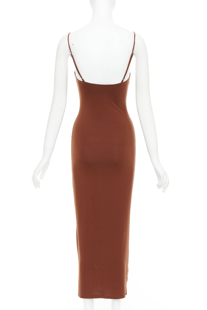 REFORMATION Lainey  brown tencel blend elastic spaghetti strap bodycon dress XS