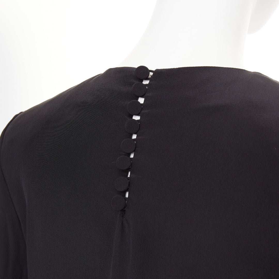 SAINT LAURENT 2012 pussy bow ribbon collar padded shoulder silk blouse FR36 S