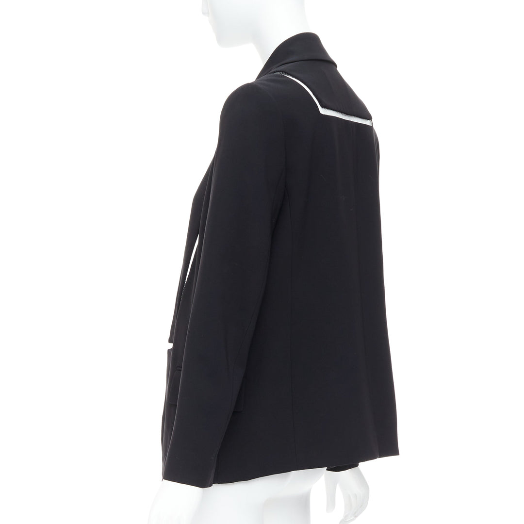 ALEXANDER WANG black fish wise tcut out long blazer jacket US0 XS