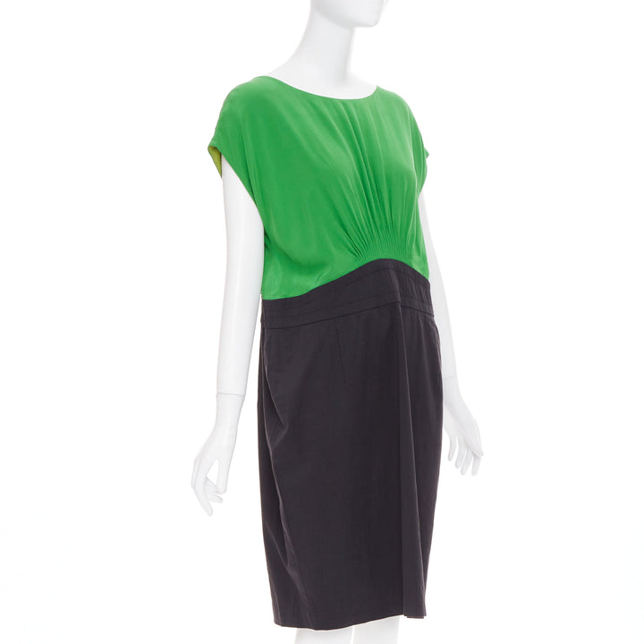 SAINT LAURENT 2012 sheer polkadot neckline crepe sheath dress FR34 XS