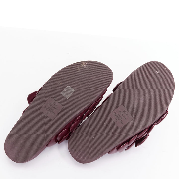 VALENTINO Atelier 03 Rose Edition burgundy 3D leather flower sandals EU37.5