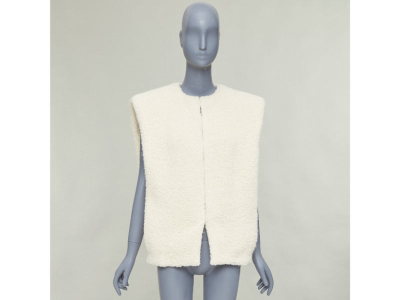 ISABEL MARANT Gwendalia cream wool boucle boxy vest gilet FR34 XS