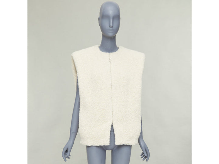 ISABEL MARANT Gwendalia cream wool boucle boxy vest gilet FR34 XS