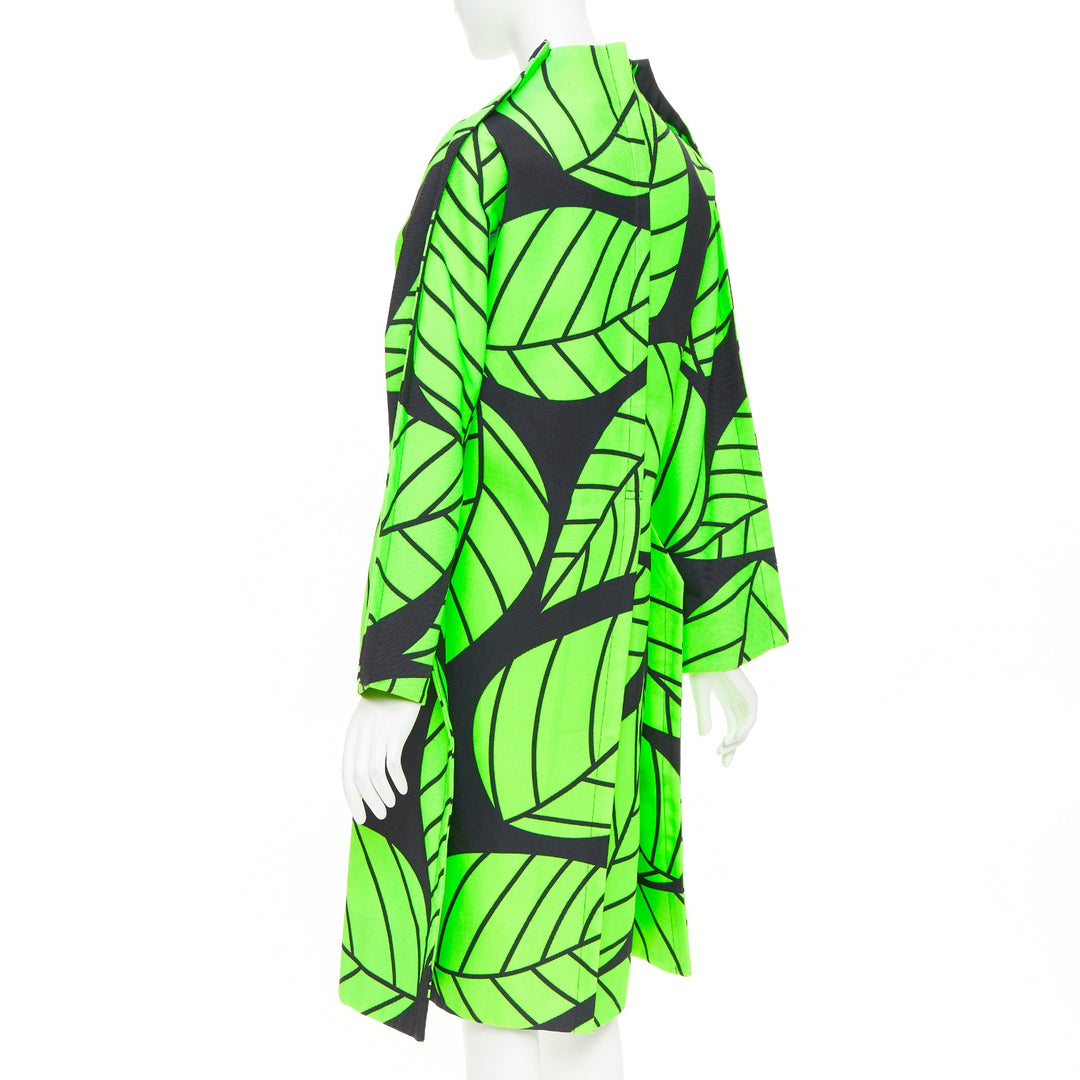COMME DES GARCONS 2022 black green leaf 2D oversized structured canvas coat S