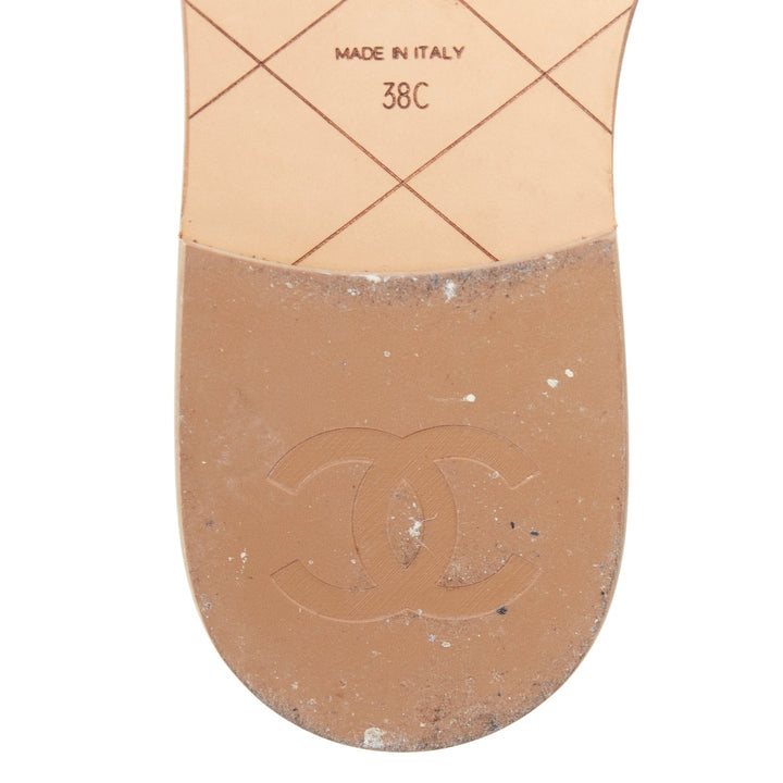 CHANEL 2017 Cuba black cream rope pearl twist slipper sandals EU38