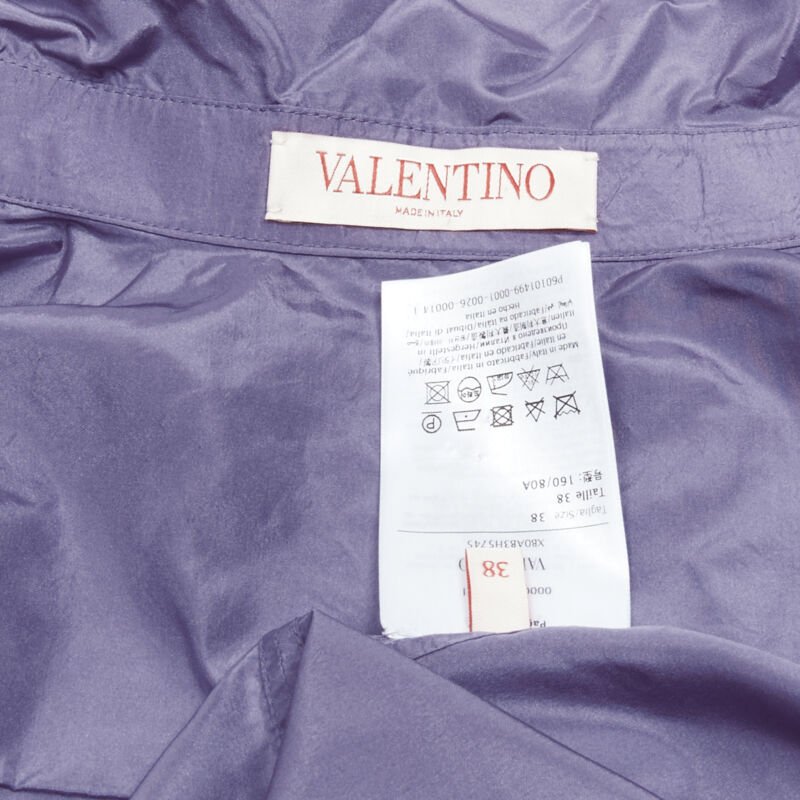 Female mannequin wearing Valentino by Pier Paolo Piccioli 2022 Purple 100% Silk Women Top in Size IT38 | Available at JHROP