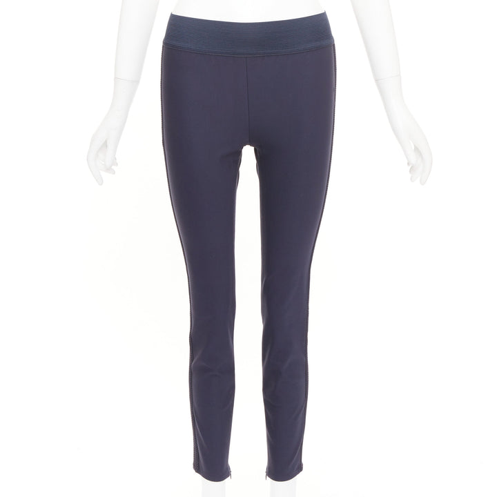 STELLA MCCARTNEY 2015 navy cotton blend elastic embroidery cropped pants IT38 XS