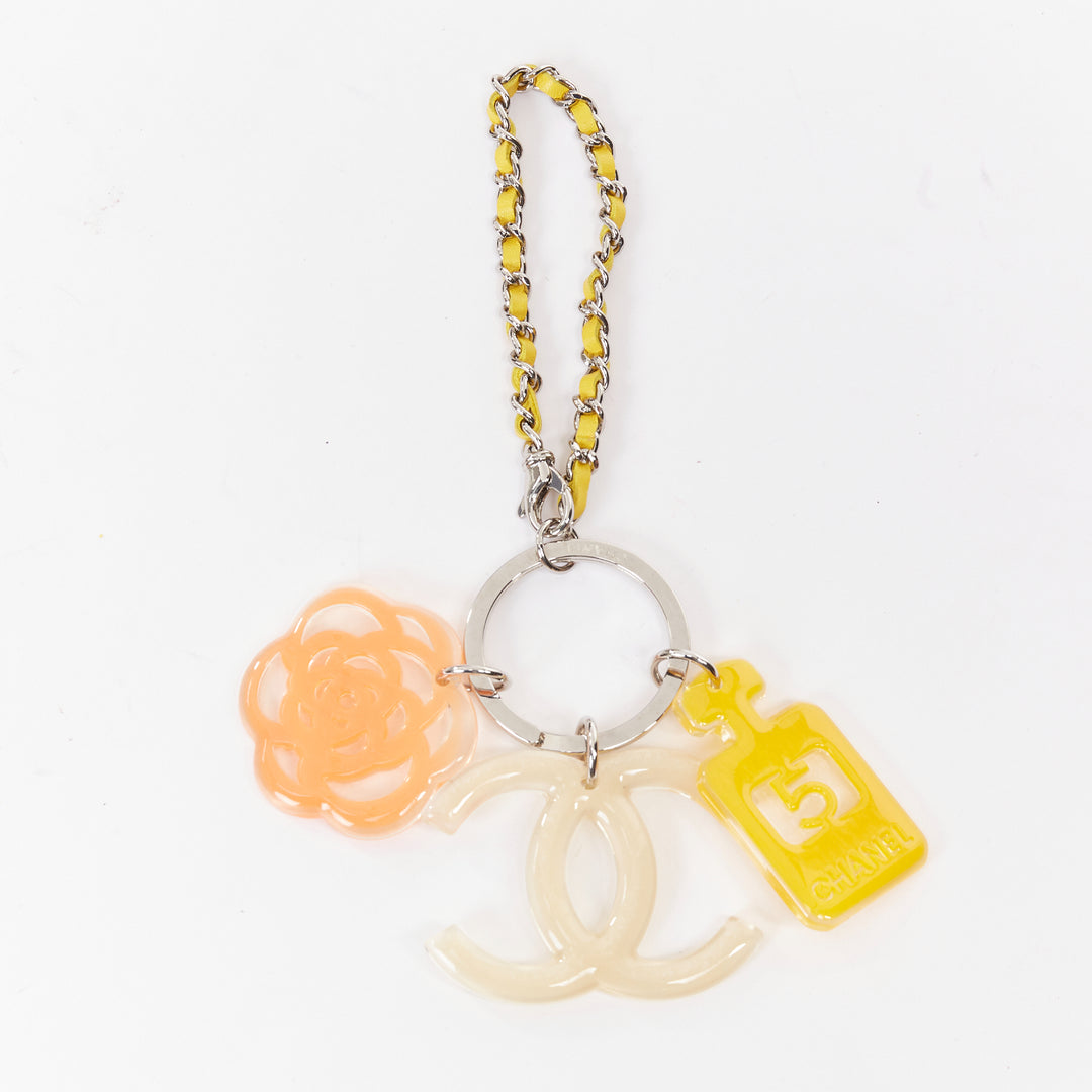 CHANEL 07P multicolor resin No.5 perfume camellia camellia keychain bag charm