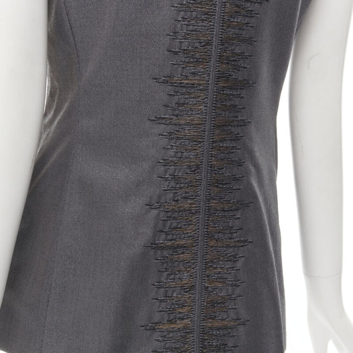 GIANNI VERSACE 1998 Vintage metallic silver lurex embroidered back vest