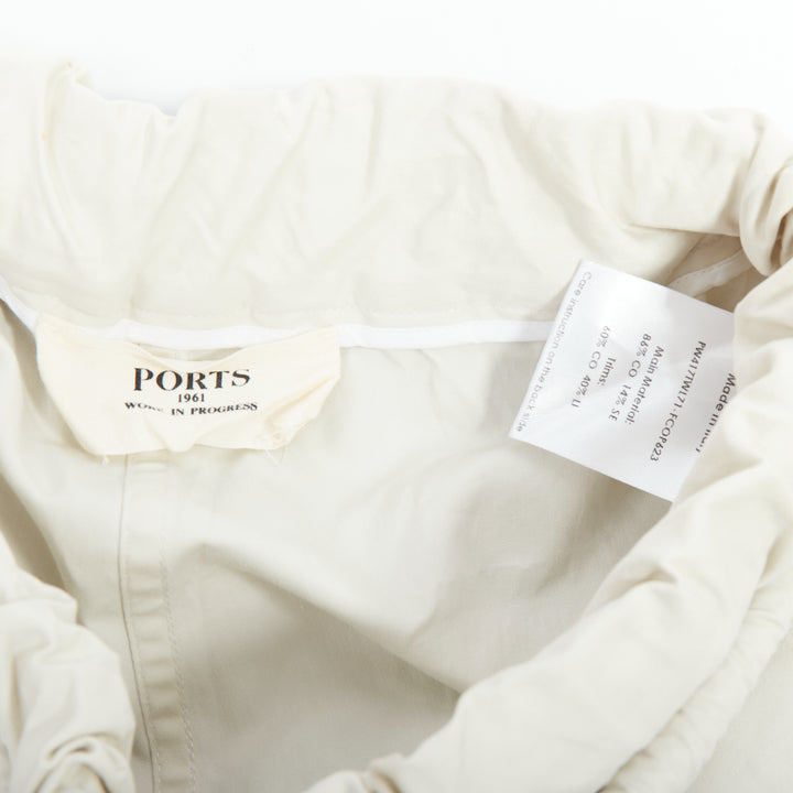 PORTS 1961 beige cotton silk glass photo print drawstring waist pants IT38 XS