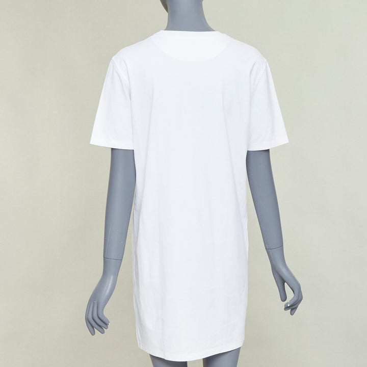 HERMES Mors et Gourmettes Equstrian silk applique cotton tshirt dress FR36 S
