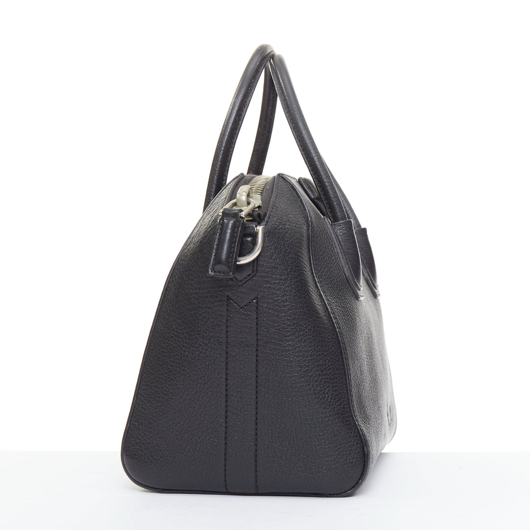 GIVENCHY Antigona Small black grained leather trapezoid structured tote bag