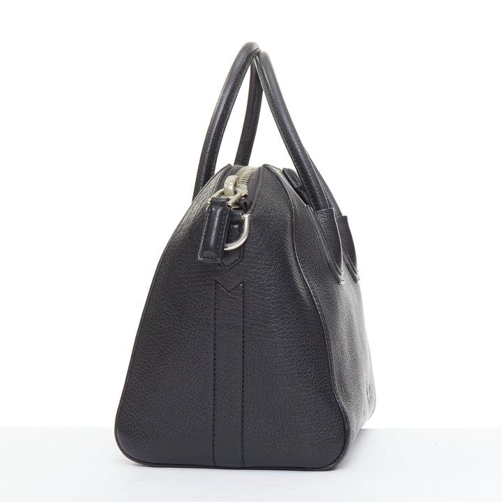 GIVENCHY Antigona Small black grained leather trapezoid structured tote bag