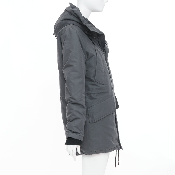 SANDRO Rescue charcoal grey padded technical pocketed hooded utility jacket XS