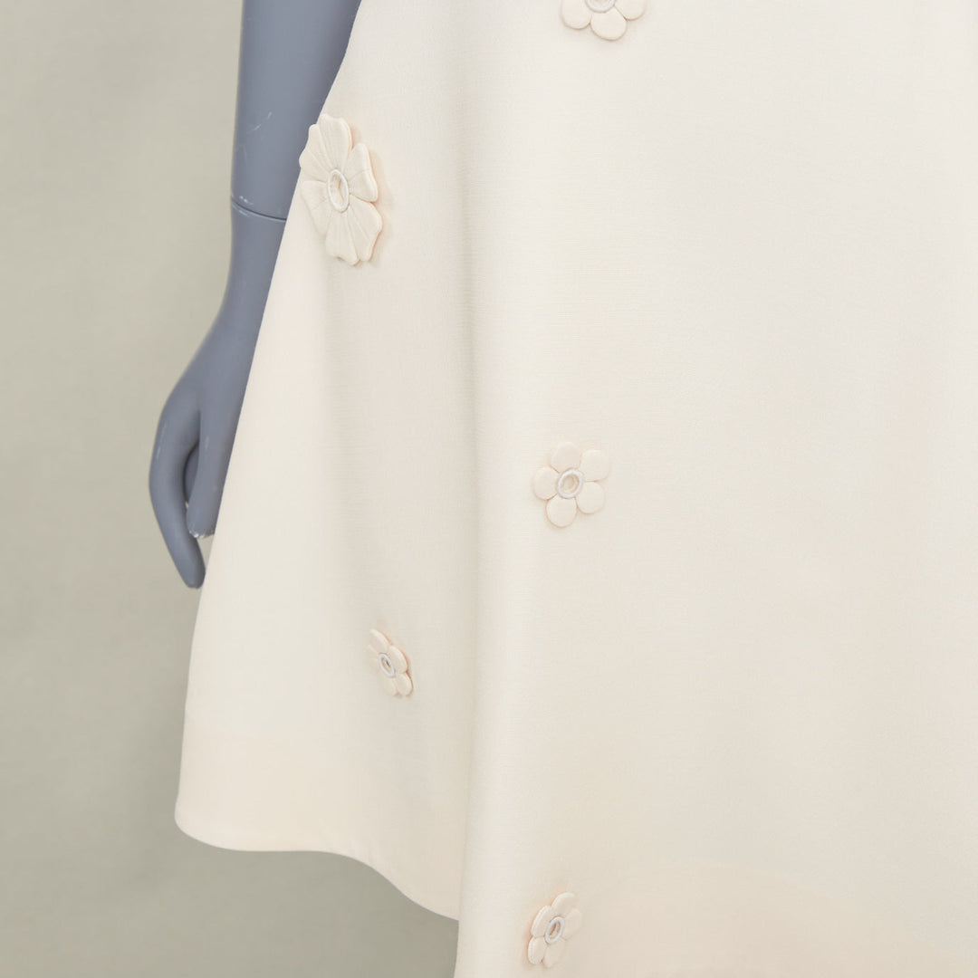 VALENTINO 2017 Bridal Crepe Couture ivory floral applique cocktail dress IT40 S