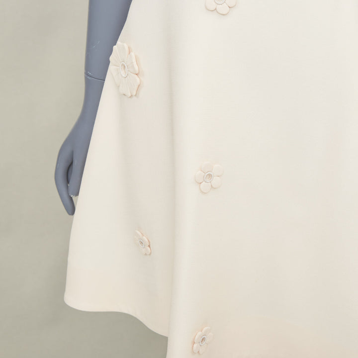 VALENTINO 2017 Bridal Crepe Couture ivory floral applique cocktail dress IT40 S