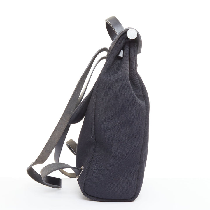 HERMES Herbag A Dos Backpack 2-in-1 black toile canvas vache calfskin bag