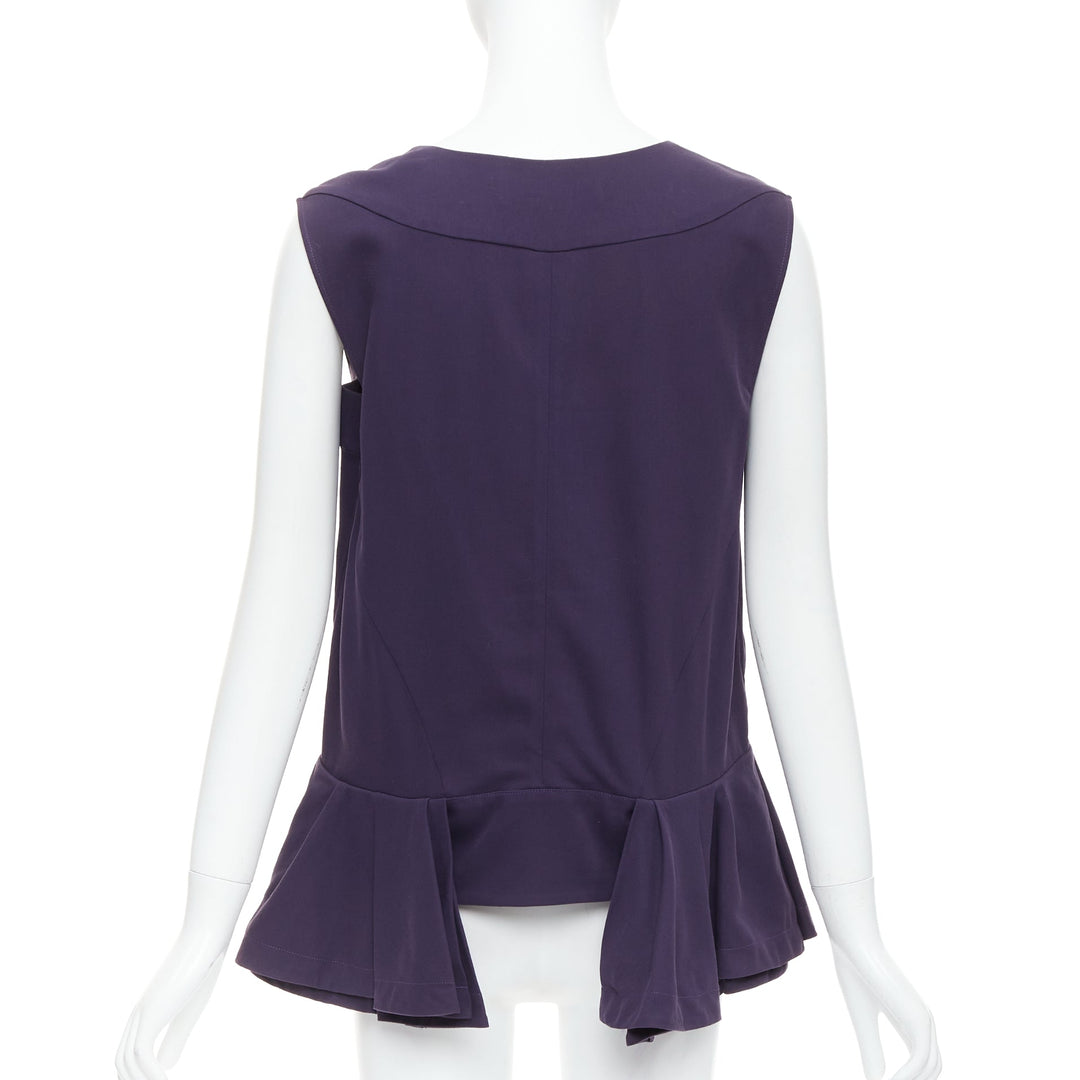 MARNI purple cotton silk Vneck peplum hi low tunic top IT40 S