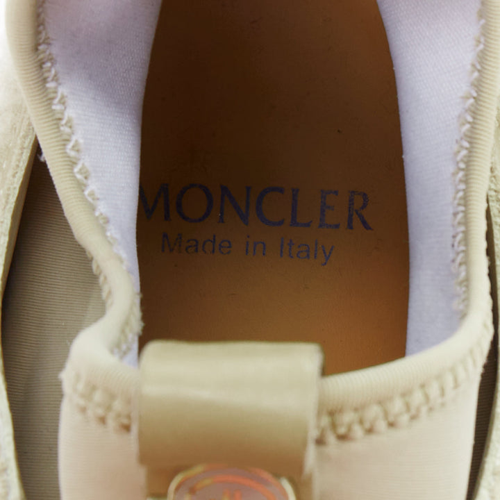 MONCLER stone suede shearling panels logo magic tape sneakers EU38