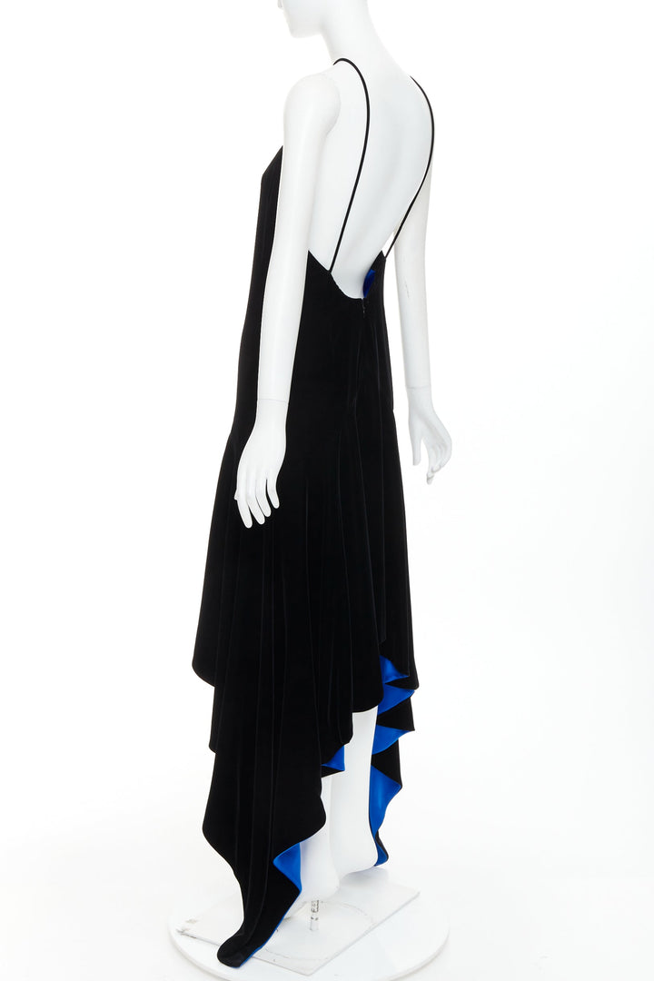 ALEXANDRE VAUTHIER COUTURE AW2022 Runway black velvet blue symmetric slip dress
